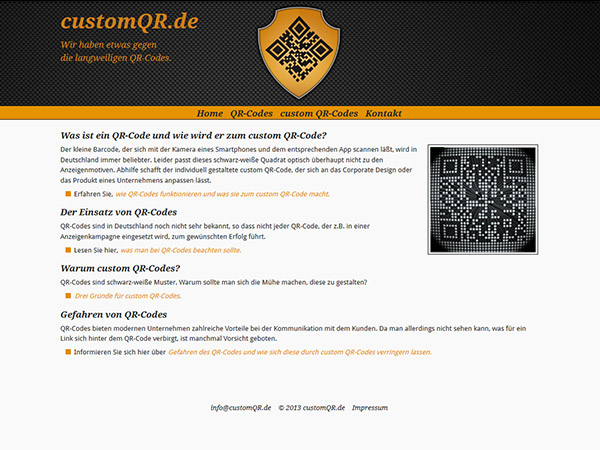Webseite customQR.de